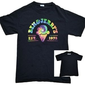 Ben & Jerry's Ice Cream Tie Dye Employee Staff T-Shirt Men Small Halloween Hippy